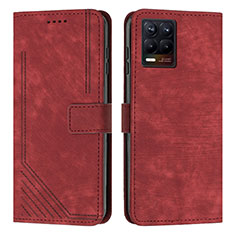 Funda de Cuero Cartera con Soporte Carcasa Y07X para Realme 8 4G Rojo