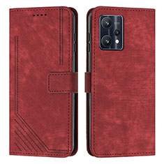 Funda de Cuero Cartera con Soporte Carcasa Y07X para Realme 9 4G Rojo