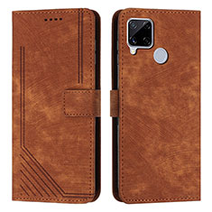 Funda de Cuero Cartera con Soporte Carcasa Y07X para Realme C12 Marron