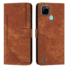 Funda de Cuero Cartera con Soporte Carcasa Y07X para Realme C21Y Marron