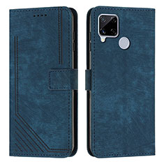 Funda de Cuero Cartera con Soporte Carcasa Y07X para Realme C25 Azul