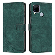 Funda de Cuero Cartera con Soporte Carcasa Y07X para Realme C25 Verde