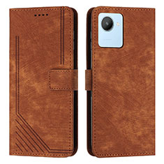 Funda de Cuero Cartera con Soporte Carcasa Y07X para Realme C30 Marron