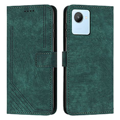 Funda de Cuero Cartera con Soporte Carcasa Y07X para Realme C30 Verde