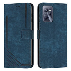 Funda de Cuero Cartera con Soporte Carcasa Y07X para Realme C35 Azul