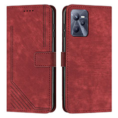 Funda de Cuero Cartera con Soporte Carcasa Y07X para Realme C35 Rojo