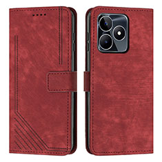 Funda de Cuero Cartera con Soporte Carcasa Y07X para Realme C51 Rojo