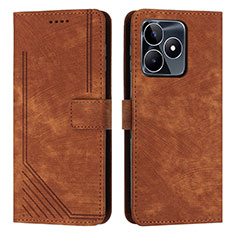 Funda de Cuero Cartera con Soporte Carcasa Y07X para Realme C53 India Marron