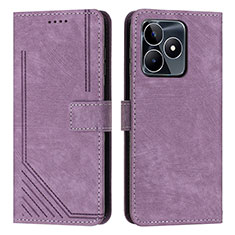 Funda de Cuero Cartera con Soporte Carcasa Y07X para Realme C53 India Morado