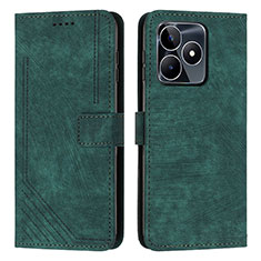 Funda de Cuero Cartera con Soporte Carcasa Y07X para Realme C53 India Verde