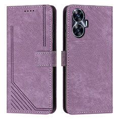 Funda de Cuero Cartera con Soporte Carcasa Y07X para Realme C55 Morado