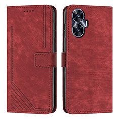 Funda de Cuero Cartera con Soporte Carcasa Y07X para Realme C55 Rojo