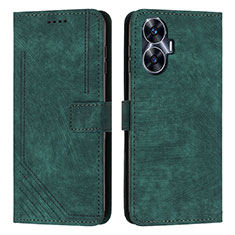 Funda de Cuero Cartera con Soporte Carcasa Y07X para Realme C55 Verde