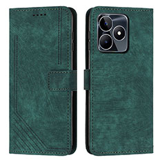 Funda de Cuero Cartera con Soporte Carcasa Y07X para Realme Narzo N53 Verde