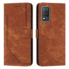 Funda de Cuero Cartera con Soporte Carcasa Y07X para Realme Q3 5G Marron