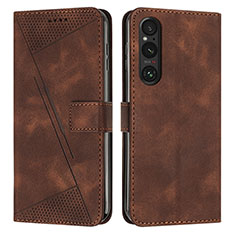 Funda de Cuero Cartera con Soporte Carcasa Y07X para Sony Xperia 1 V Marron