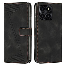 Funda de Cuero Cartera con Soporte Carcasa Y08X para Huawei Honor X6a Negro