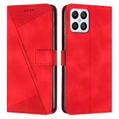 Funda de Cuero Cartera con Soporte Carcasa Y08X para Huawei Honor X8 4G Rojo