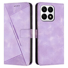 Funda de Cuero Cartera con Soporte Carcasa Y08X para Huawei Honor X8a 4G Morado