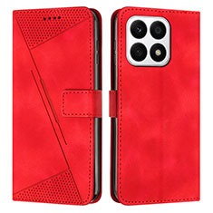 Funda de Cuero Cartera con Soporte Carcasa Y08X para Huawei Honor X8a 4G Rojo