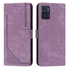 Funda de Cuero Cartera con Soporte Carcasa Y08X para Motorola Moto E22 Morado