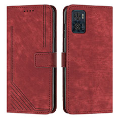 Funda de Cuero Cartera con Soporte Carcasa Y08X para Motorola Moto E22 Rojo