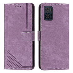 Funda de Cuero Cartera con Soporte Carcasa Y08X para Motorola Moto E22i Morado