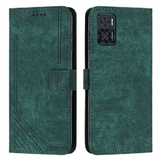 Funda de Cuero Cartera con Soporte Carcasa Y08X para Motorola Moto E22i Verde