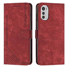 Funda de Cuero Cartera con Soporte Carcasa Y08X para Motorola Moto E32 Rojo