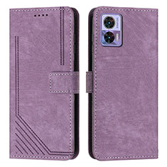 Funda de Cuero Cartera con Soporte Carcasa Y08X para Motorola Moto Edge 30 Lite 5G Morado