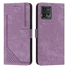 Funda de Cuero Cartera con Soporte Carcasa Y08X para Motorola Moto G72 Morado