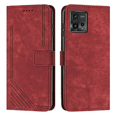 Funda de Cuero Cartera con Soporte Carcasa Y08X para Motorola Moto G72 Rojo