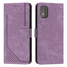 Funda de Cuero Cartera con Soporte Carcasa Y08X para Nokia C02 Morado