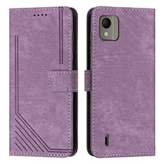 Funda de Cuero Cartera con Soporte Carcasa Y08X para Nokia C110 Morado