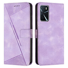 Funda de Cuero Cartera con Soporte Carcasa Y08X para Oppo A16 Morado