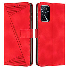 Funda de Cuero Cartera con Soporte Carcasa Y08X para Oppo A16 Rojo