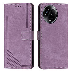 Funda de Cuero Cartera con Soporte Carcasa Y08X para Realme V50 5G Morado