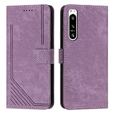 Funda de Cuero Cartera con Soporte Carcasa Y08X para Sony Xperia 5 IV Morado