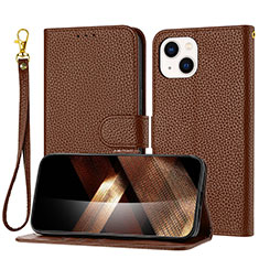 Funda de Cuero Cartera con Soporte Carcasa Y09X para Apple iPhone 14 Marron