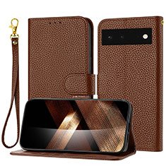 Funda de Cuero Cartera con Soporte Carcasa Y09X para Google Pixel 6 5G Marron