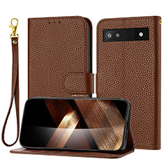 Funda de Cuero Cartera con Soporte Carcasa Y09X para Google Pixel 6a 5G Marron