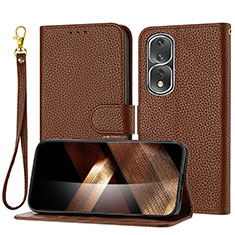 Funda de Cuero Cartera con Soporte Carcasa Y09X para Huawei Honor 80 Pro 5G Marron