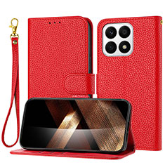 Funda de Cuero Cartera con Soporte Carcasa Y09X para Huawei Honor X8a 4G Rojo