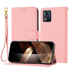 Funda de Cuero Cartera con Soporte Carcasa Y09X para Motorola Moto E13 Oro Rosa