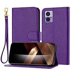 Funda de Cuero Cartera con Soporte Carcasa Y09X para Motorola Moto Edge 30 Neo 5G Morado