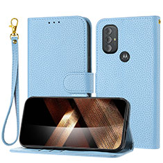 Funda de Cuero Cartera con Soporte Carcasa Y09X para Motorola Moto G Play (2023) Azul