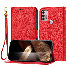 Funda de Cuero Cartera con Soporte Carcasa Y09X para Motorola Moto G10 Power Rojo