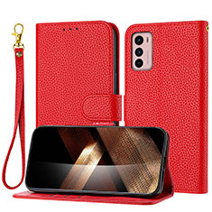 Funda de Cuero Cartera con Soporte Carcasa Y09X para Motorola Moto G42 Rojo