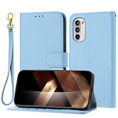 Funda de Cuero Cartera con Soporte Carcasa Y09X para Motorola MOTO G52 Azul