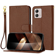 Funda de Cuero Cartera con Soporte Carcasa Y09X para Motorola Moto G53 5G Marron